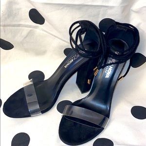 Black Heel with Clear Strap